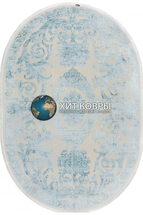 Турецкий ковер Tajmahal 9341 Серый-голубой овал